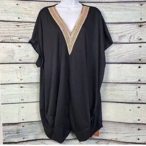 SEXY SHEIN Black Tunic with Beige Crochet Neckline